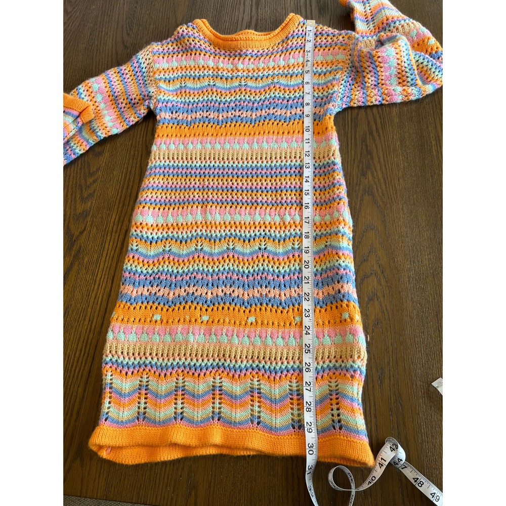 Princess Polly Mini Dress Polyester Open Knit Crochet Boho Orange Multi US 6 - Picture 6 of 9